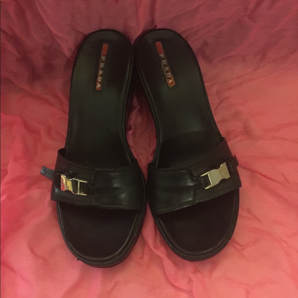 Prada Black Slides